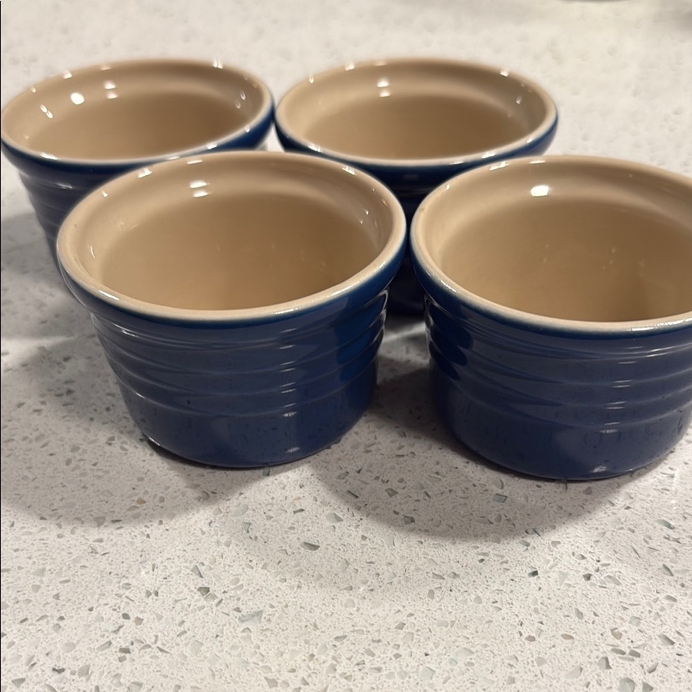 Le Creuset Blue and Cream Serveware Ramekins